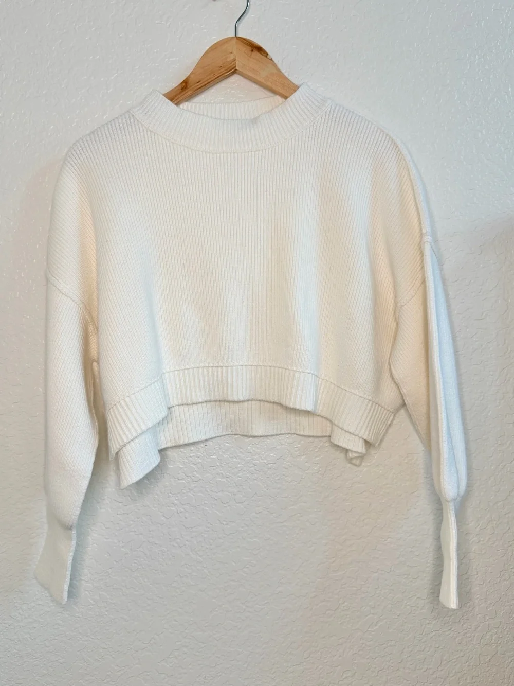 Free People Easy Street Cropped Pullover Knit Sweater Ivory White XS